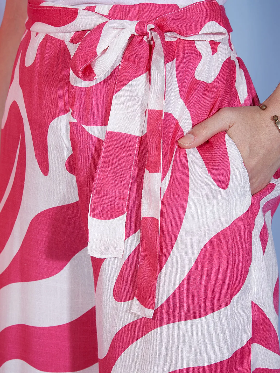 Abstract Print Rayon Women's 2 Piece Dress | Shirt Palazzo Set |Co-Ord Set-3330