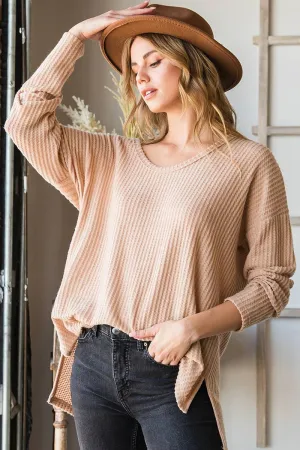 Almond Latte Oversized Pullover Waffle Tee
