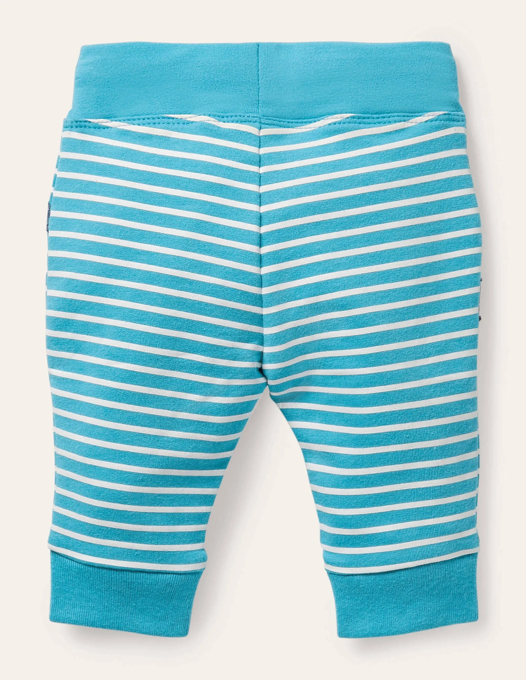 Appliqué Jersey Trousers-Ivory/Aqua Puffins