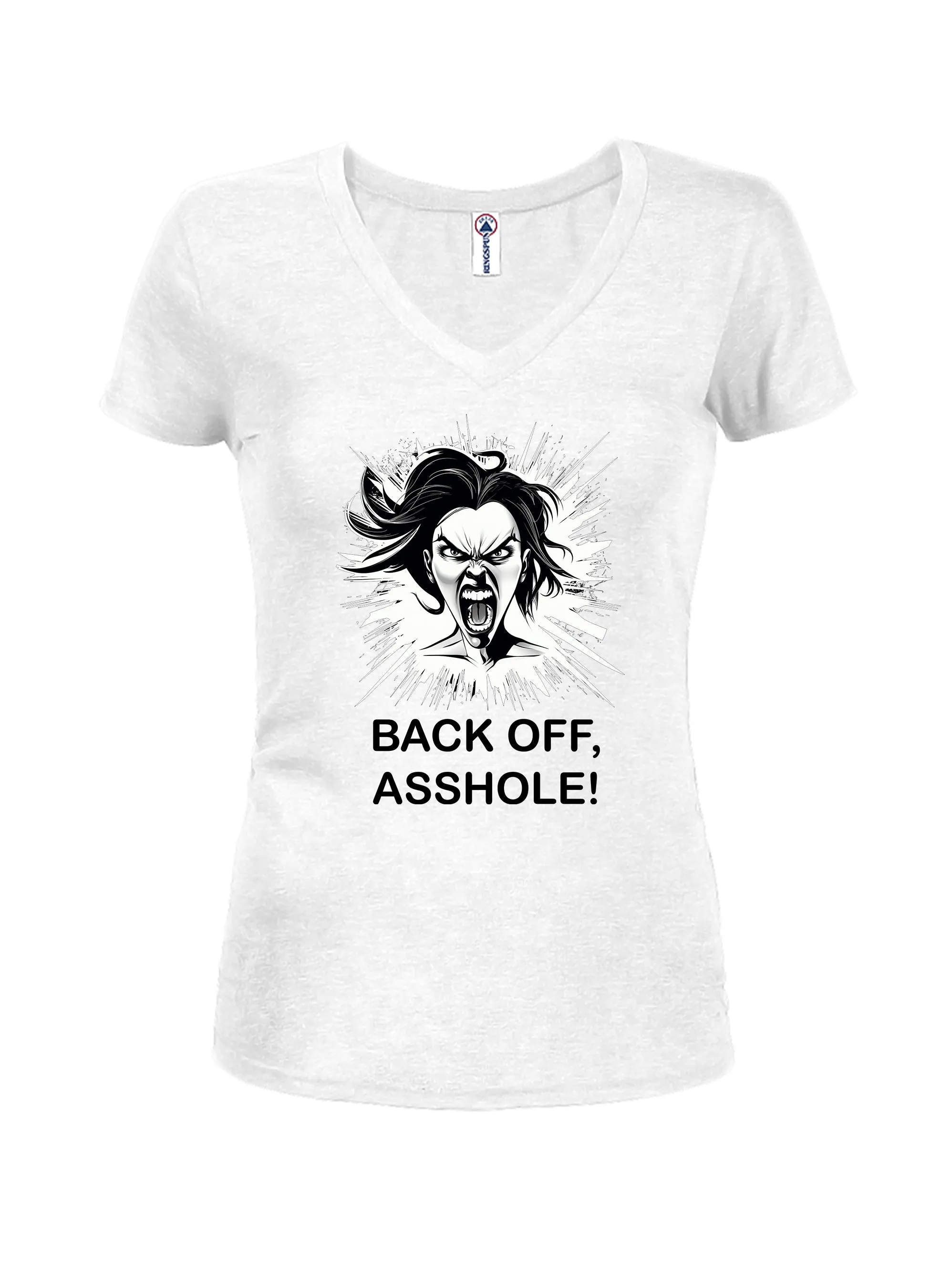 BACK OFF, ASSHOLE! Juniors V Neck T-Shirt