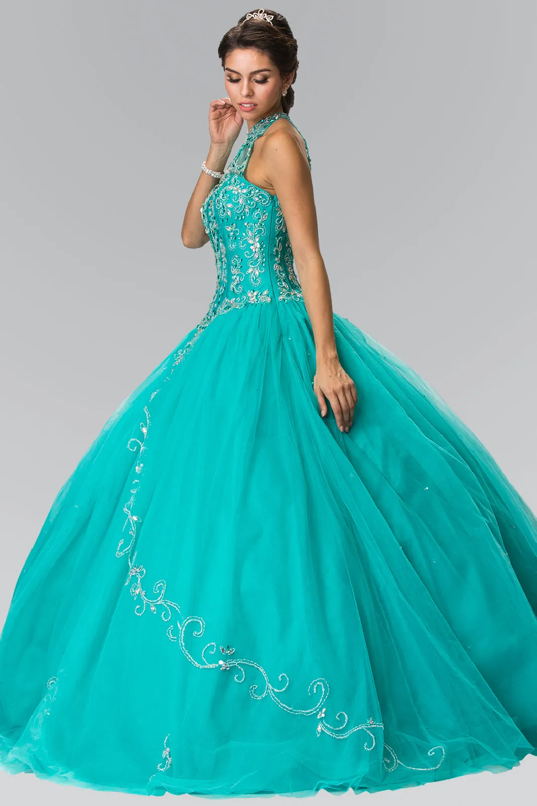 Beads Embellished Quinceanera Long Dress