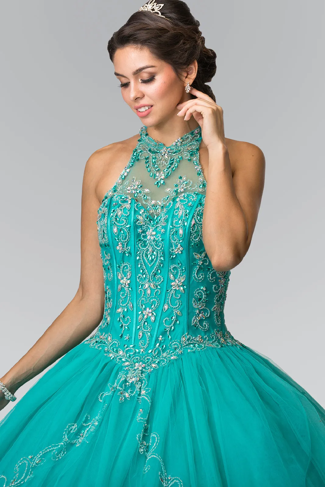 Beads Embellished Quinceanera Long Dress