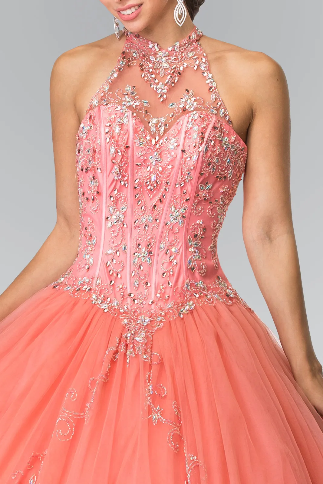 Beads Embellished Quinceanera Long Dress