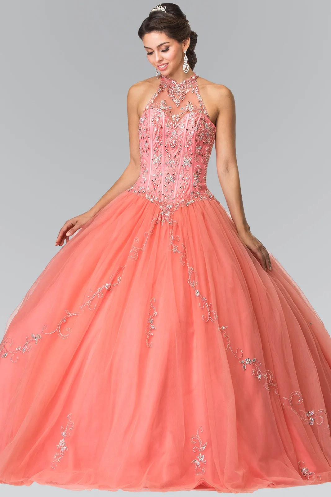 Beads Embellished Quinceanera Long Dress