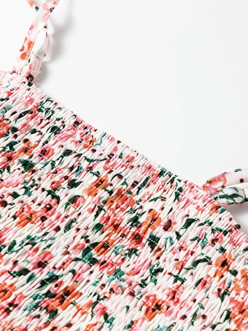 Bohemian Chic White Floral Maxi Dress with Ruffled Details