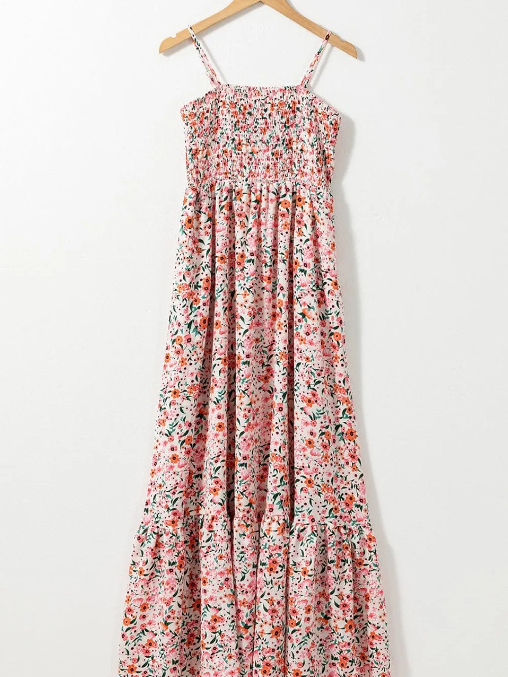 Bohemian Chic White Floral Maxi Dress with Ruffled Details