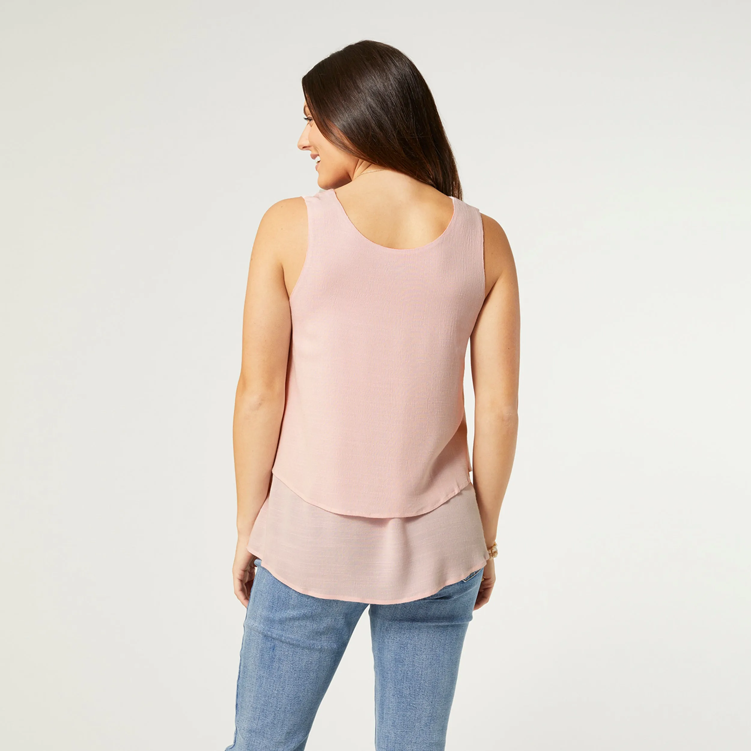 Callum Double Layer Tank - Dusty Rose - Final Sale