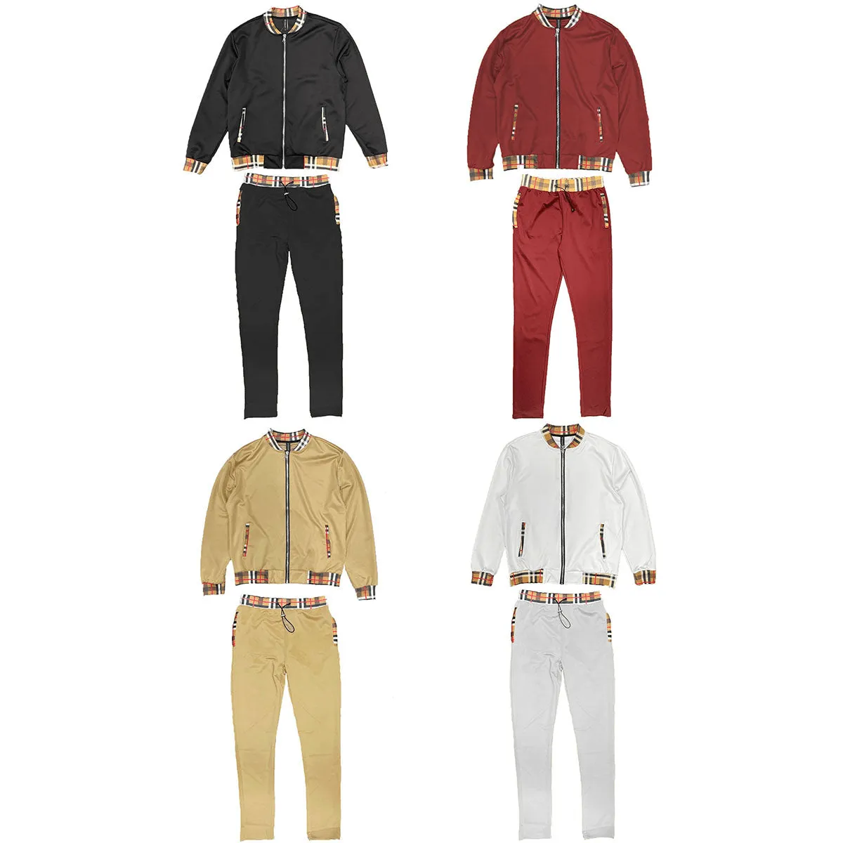 Checkered Detail Track Jacket Set