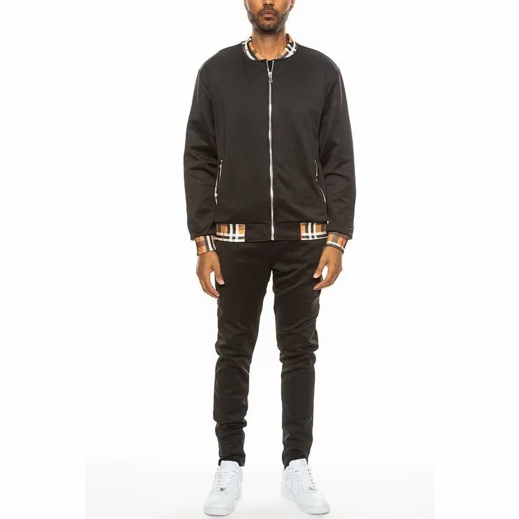 Checkered Detail Track Jacket Set