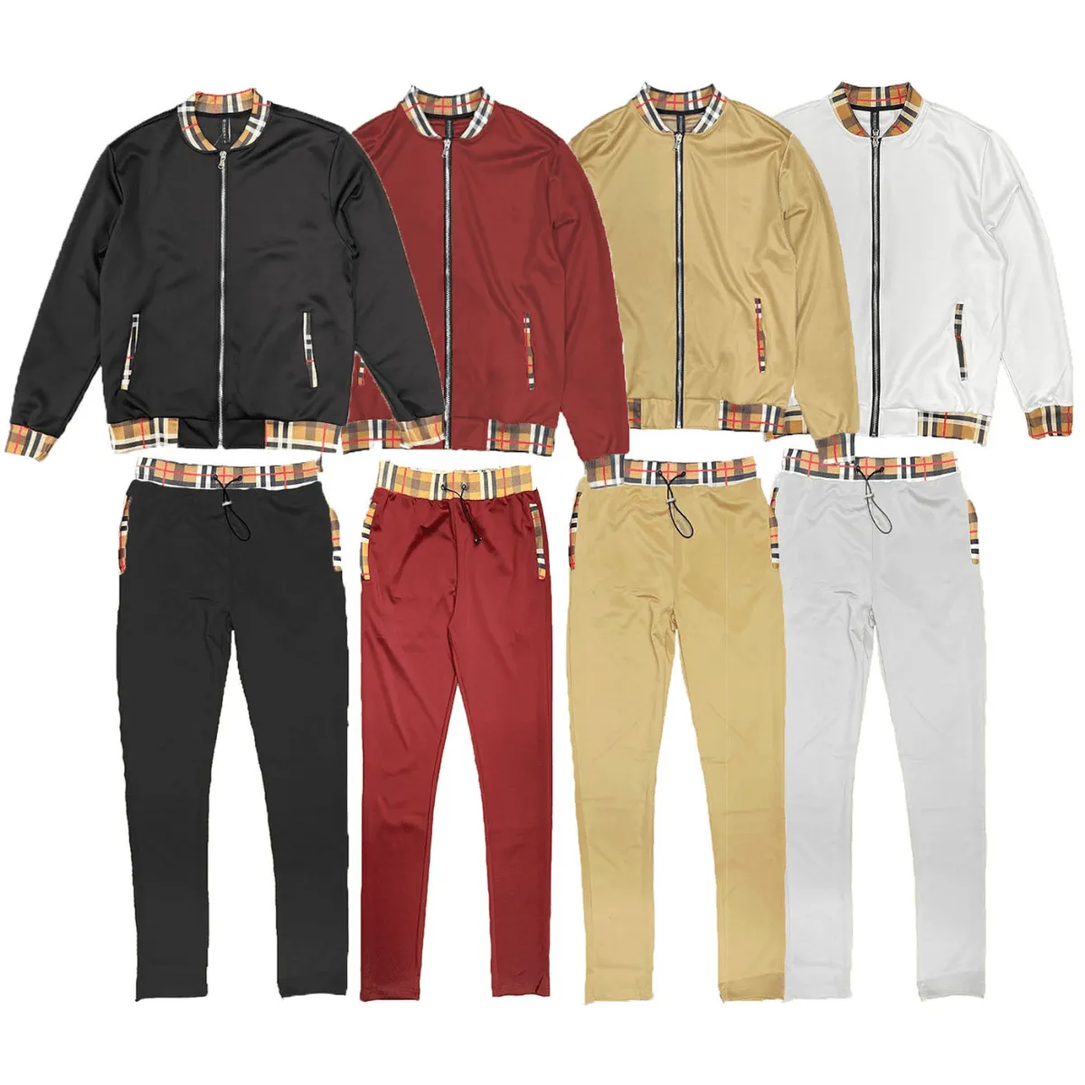 Checkered Detail Track Jacket Set
