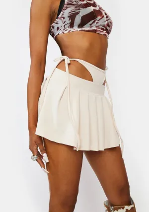 Cream 90s Trick Pleated Mini Skirt