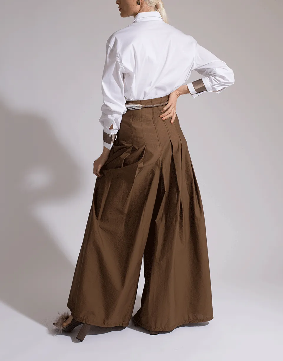 Crispy Cotton Pleated Skirt Pant