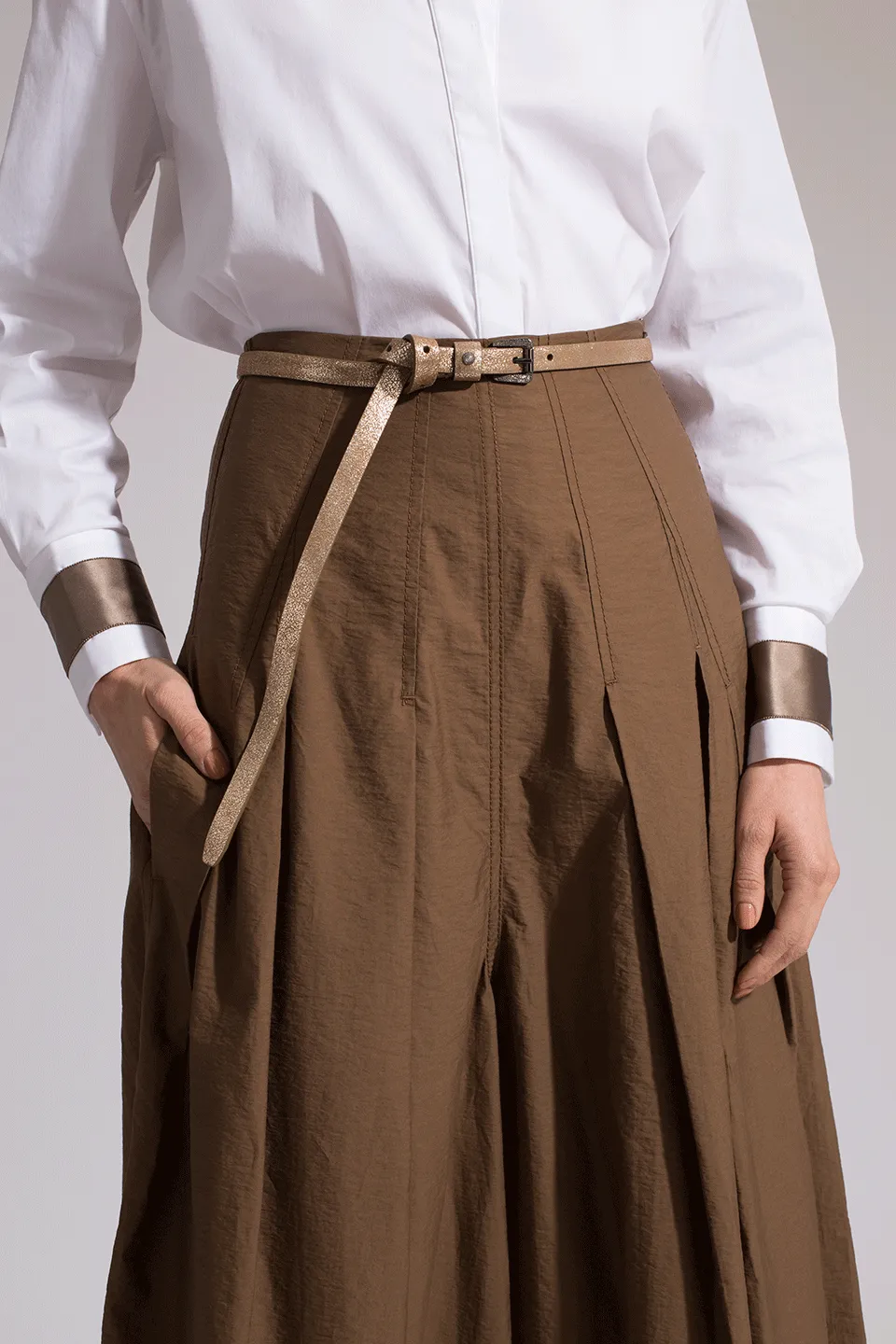 Crispy Cotton Pleated Skirt Pant