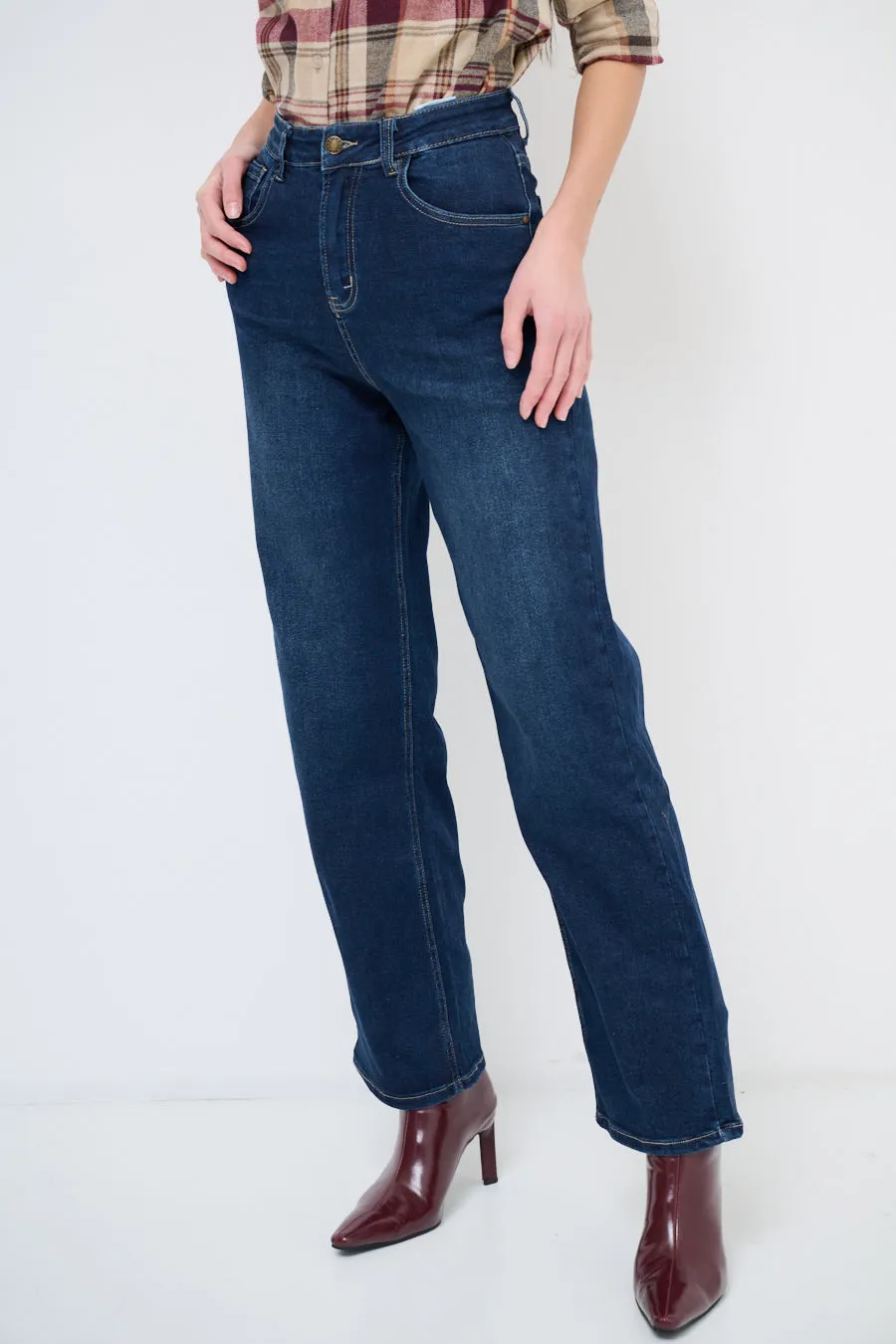 Dark-wash straight-leg denim jeans wholesale