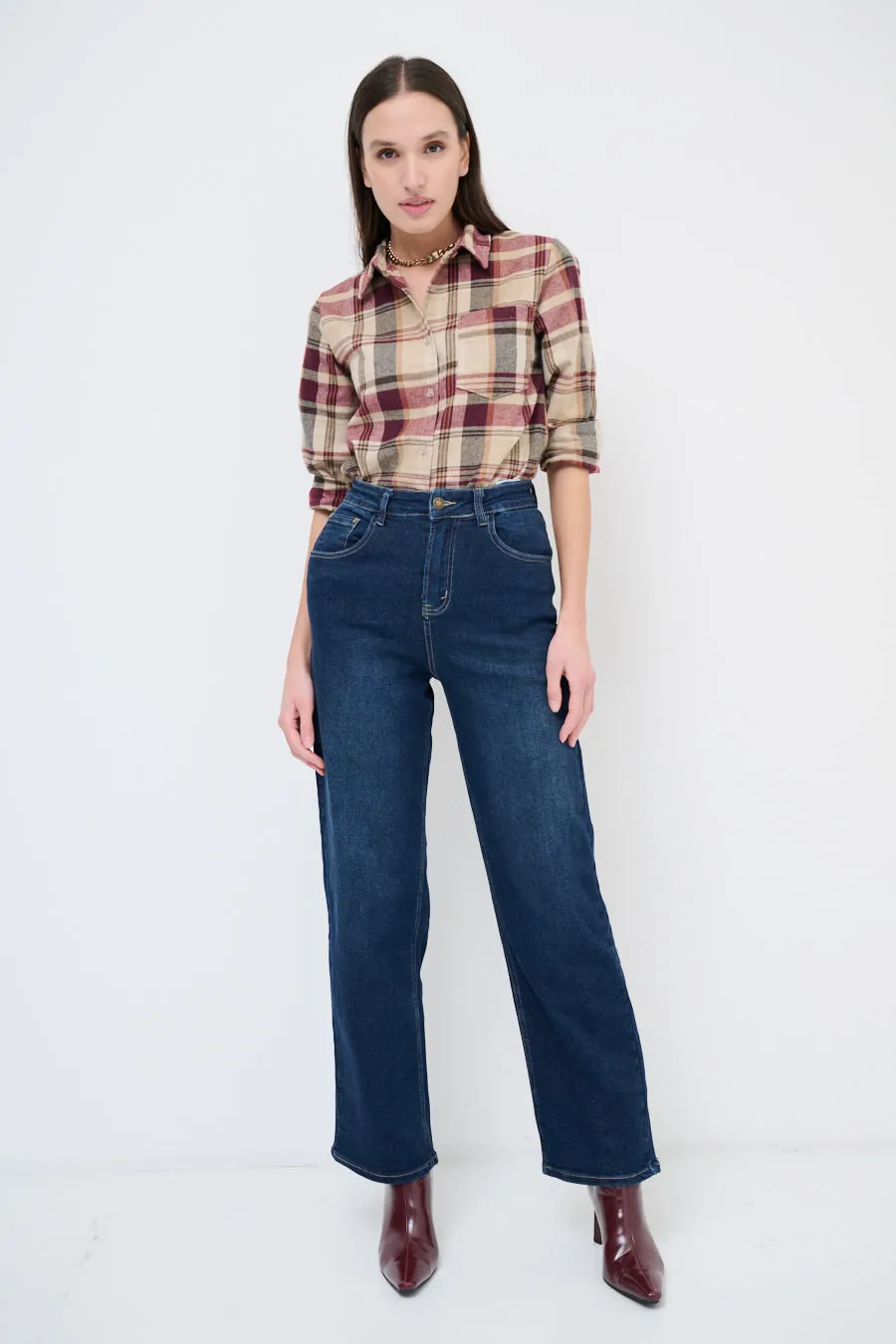 Dark-wash straight-leg denim jeans wholesale