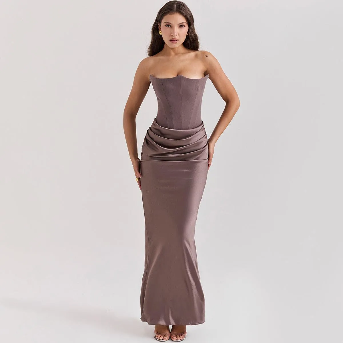Elegant Fishbone Velvet Gown