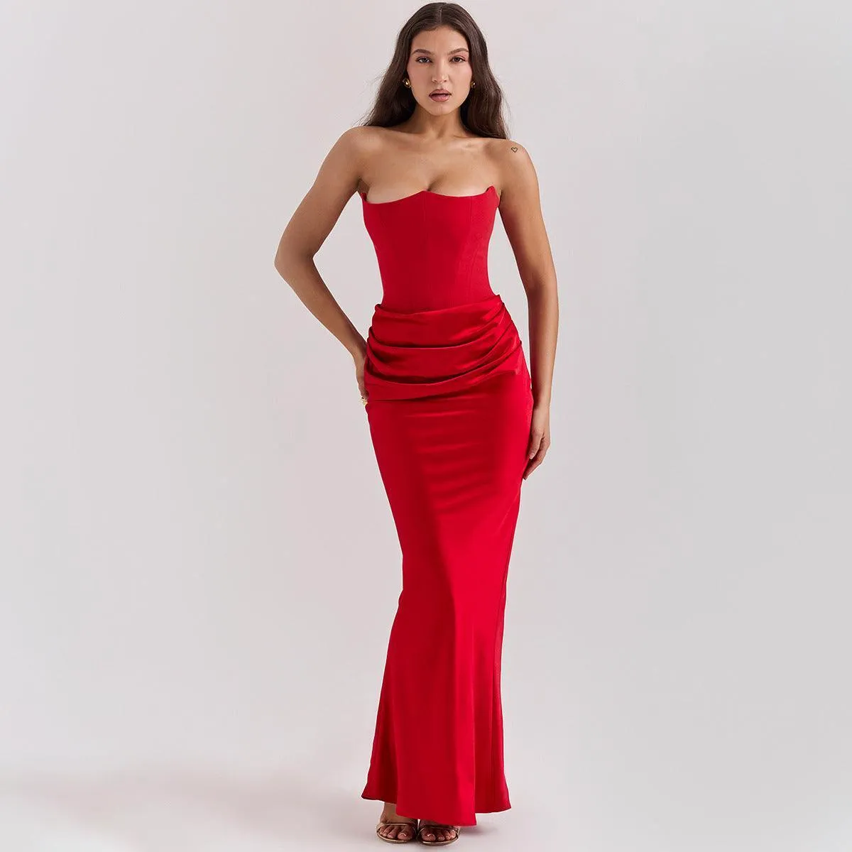Elegant Fishbone Velvet Gown