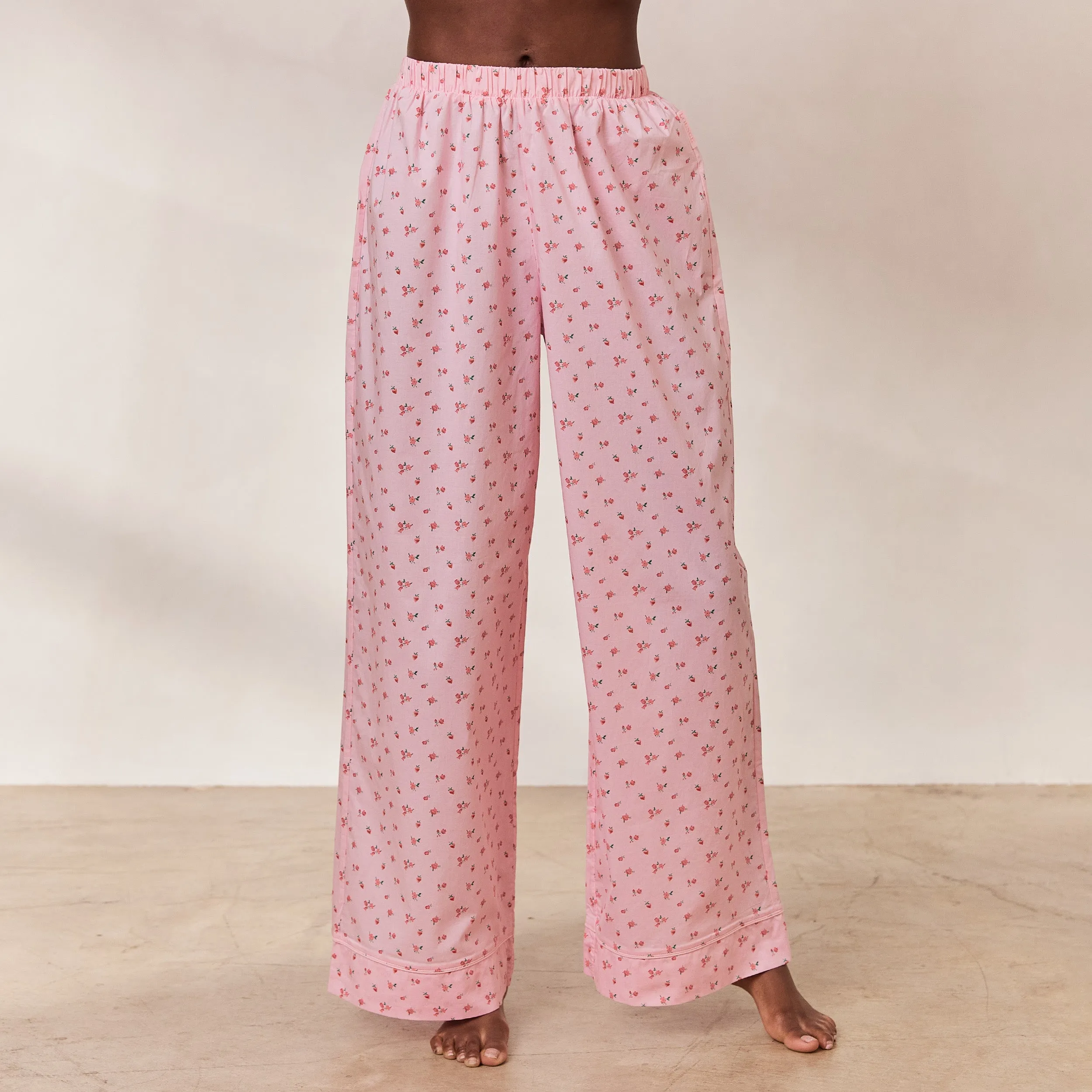 Floral Pajama Bottoms - Pink Print