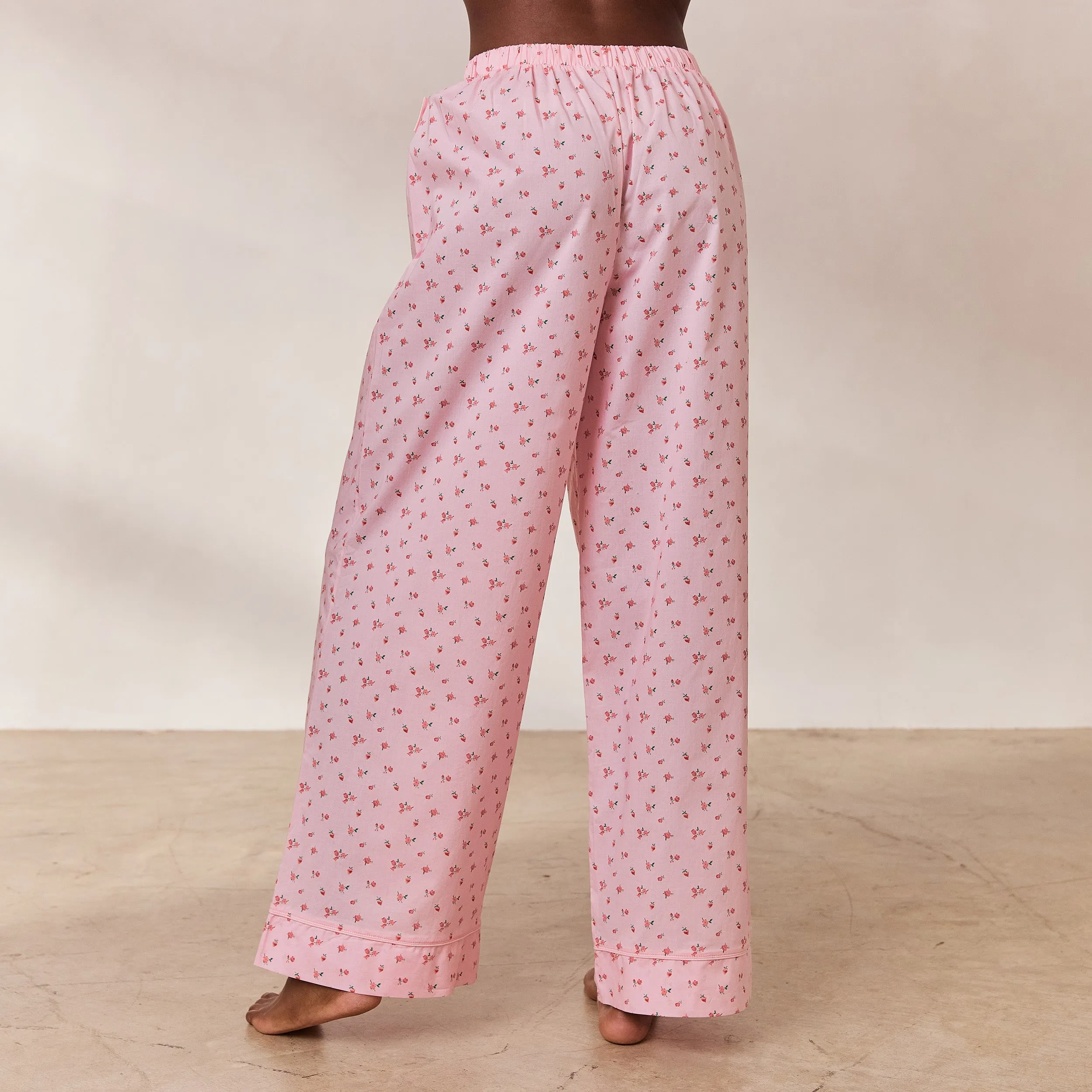 Floral Pajama Bottoms - Pink Print