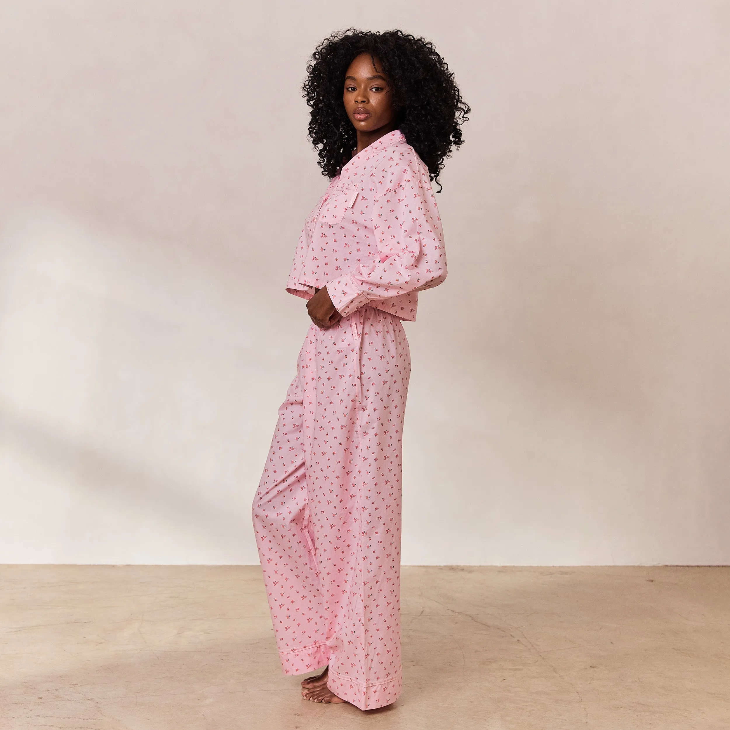 Floral Pajama Bottoms - Pink Print