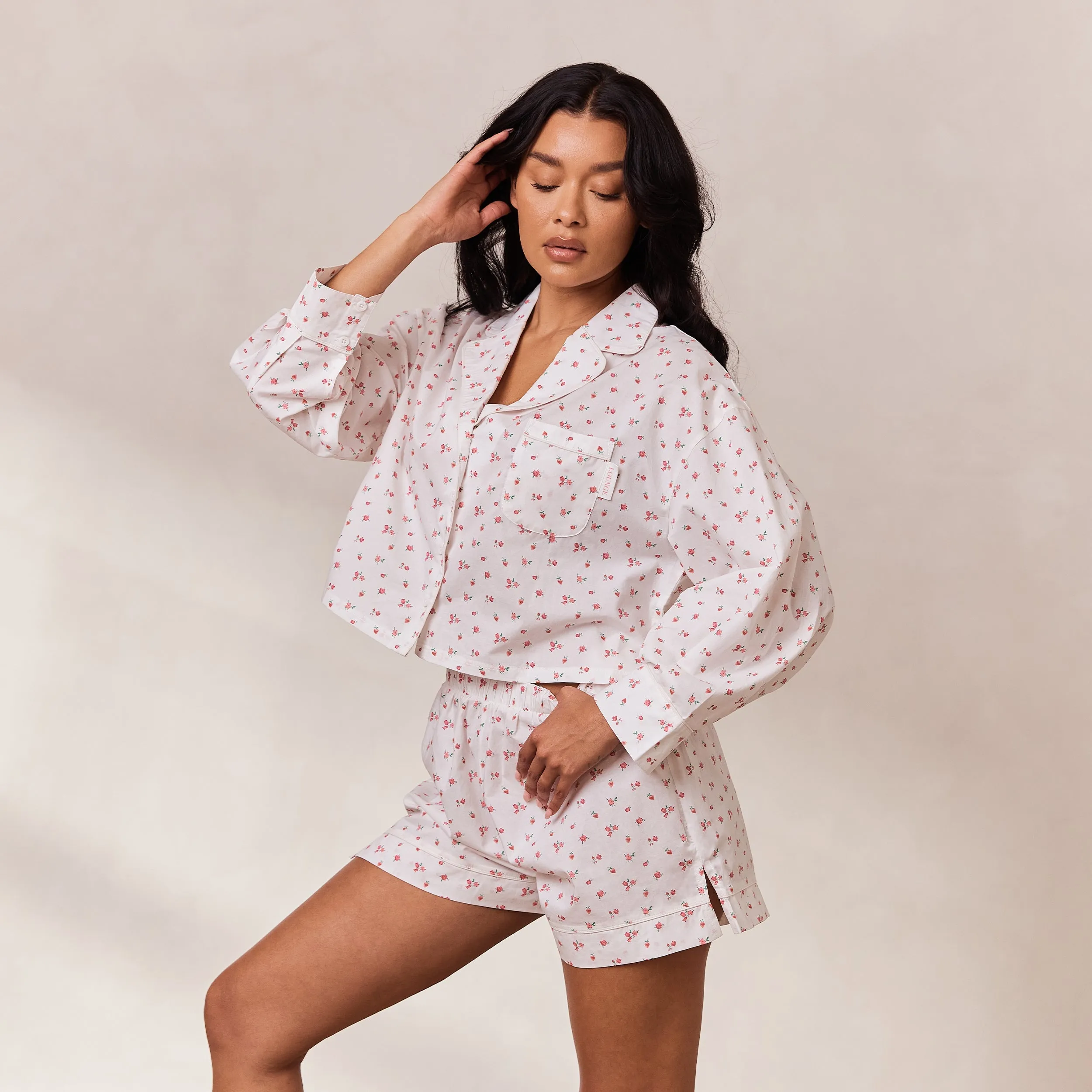 Floral Pajama Shorts - White Print
