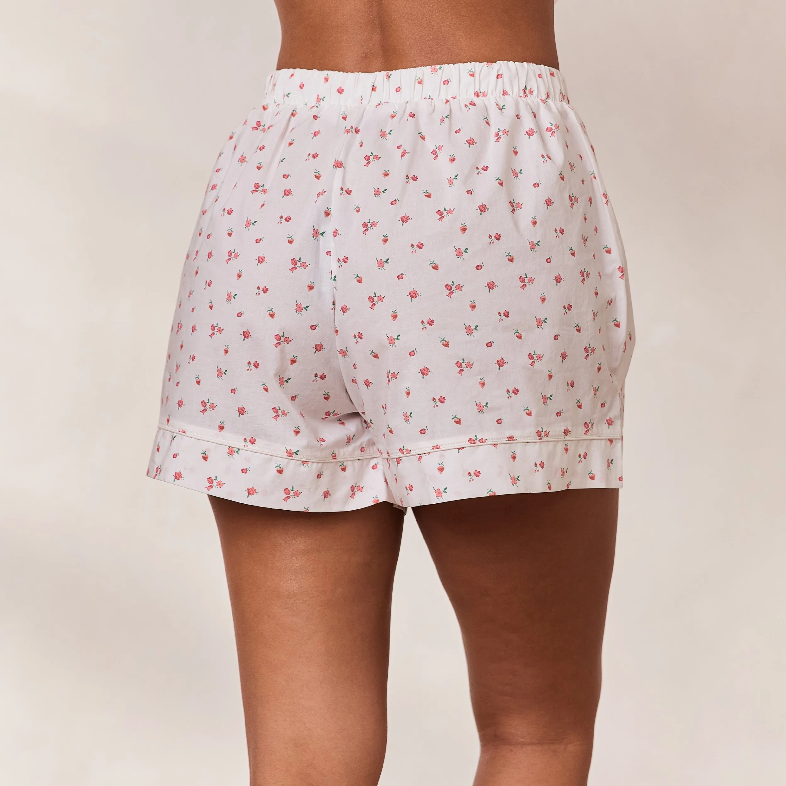 Floral Pajama Shorts - White Print