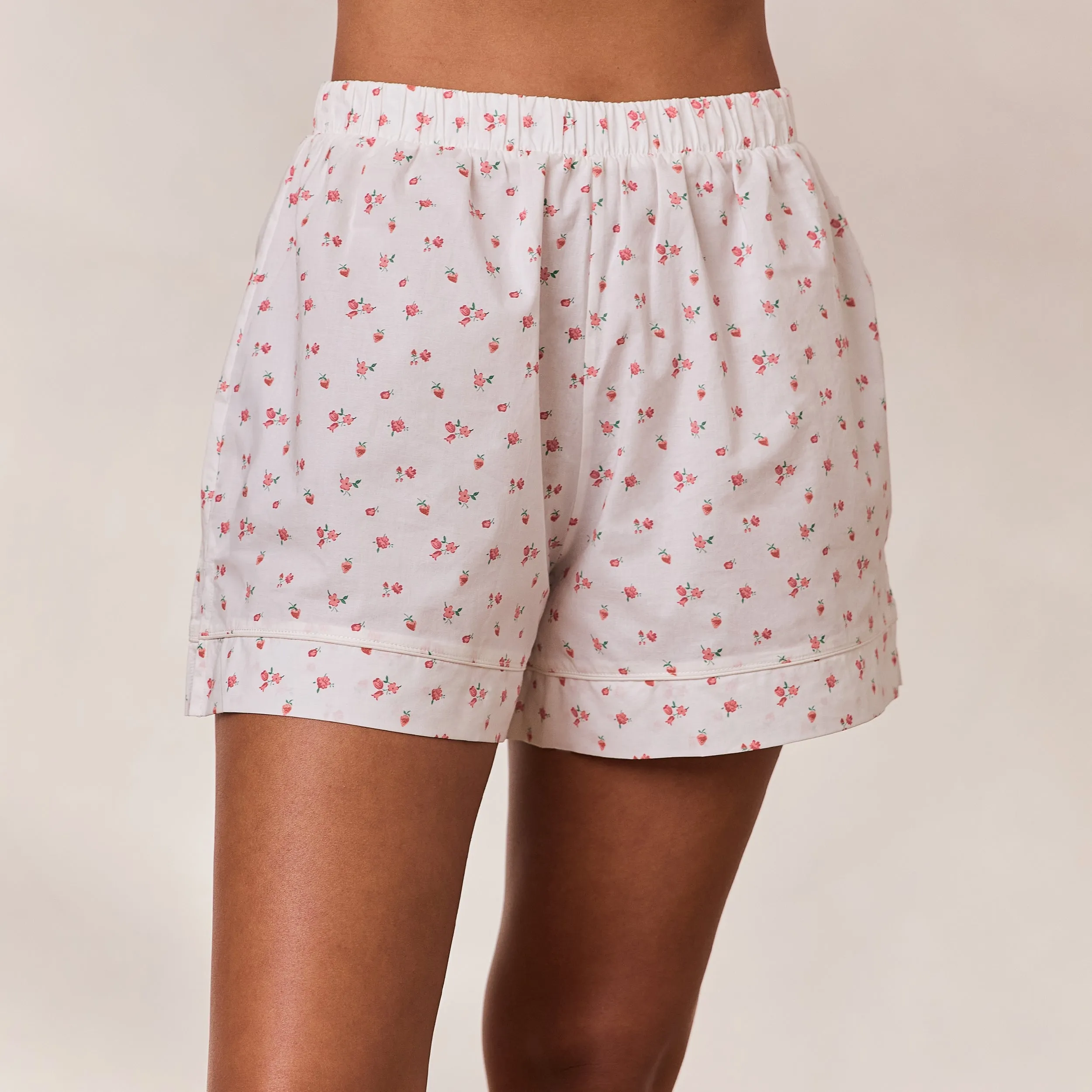 Floral Pajama Shorts - White Print