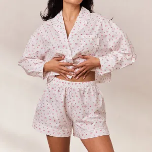 Floral Pajama Shorts - White Print