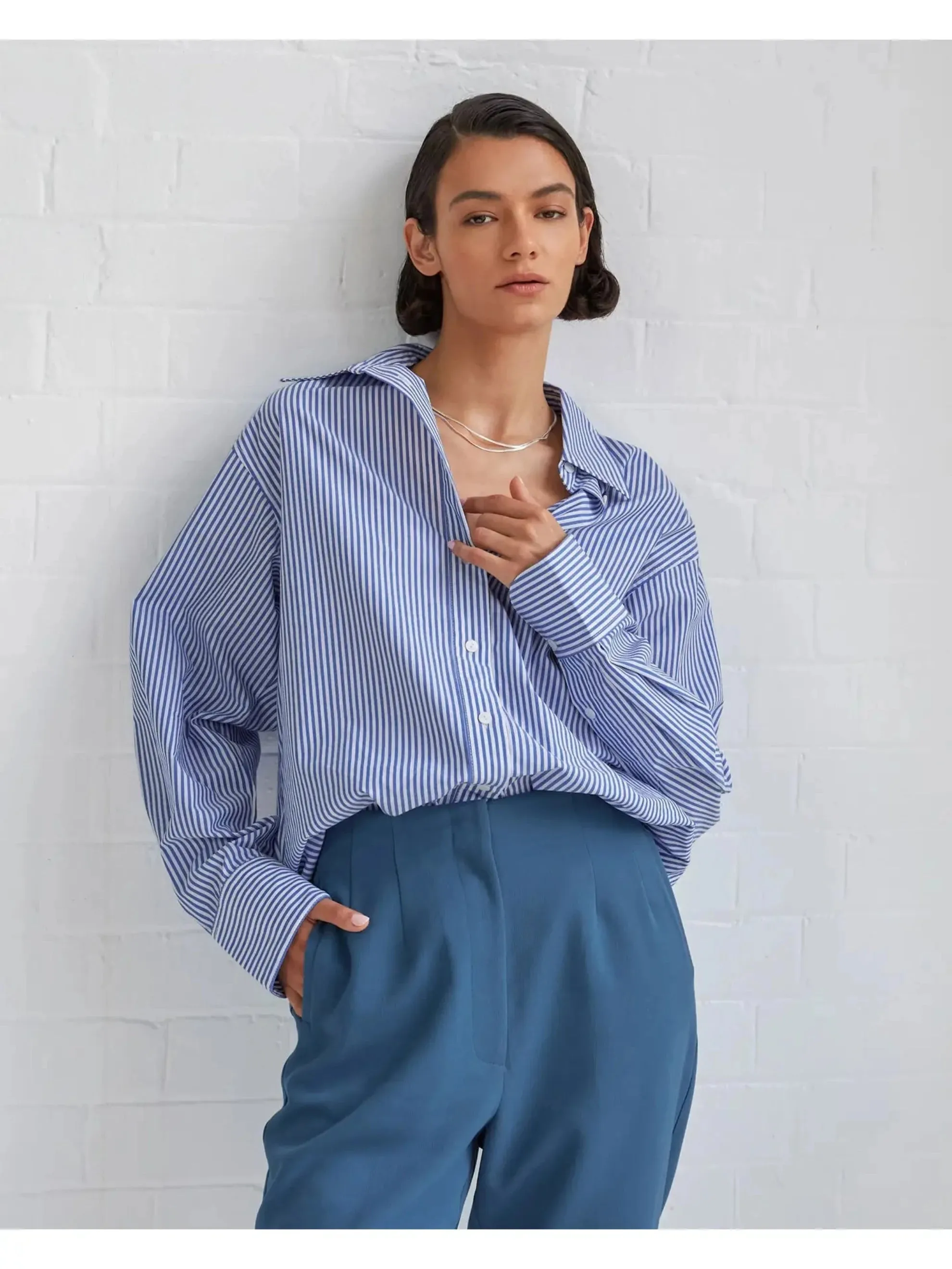 Forcast Women's Manhattan Striped Cotton Shirt