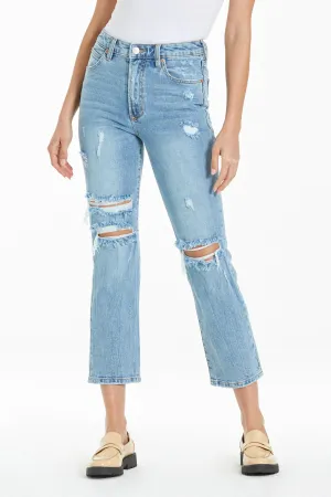 FRANKIE SUPER HIGH RISE CROPPED STRAIGHT JEANS EVERGLADES