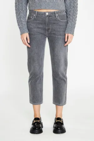 Grey Wash Low-Rise Cropped Jeans