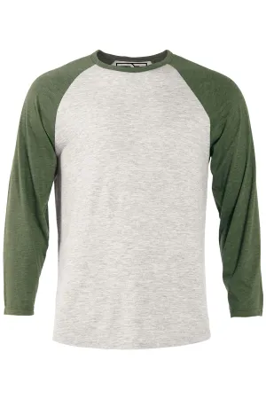 Heather Raglan T-Shirt - Oatmeal & Moss