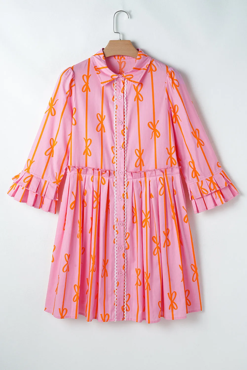 Heidi Bowknot Striped Shirt Dress
