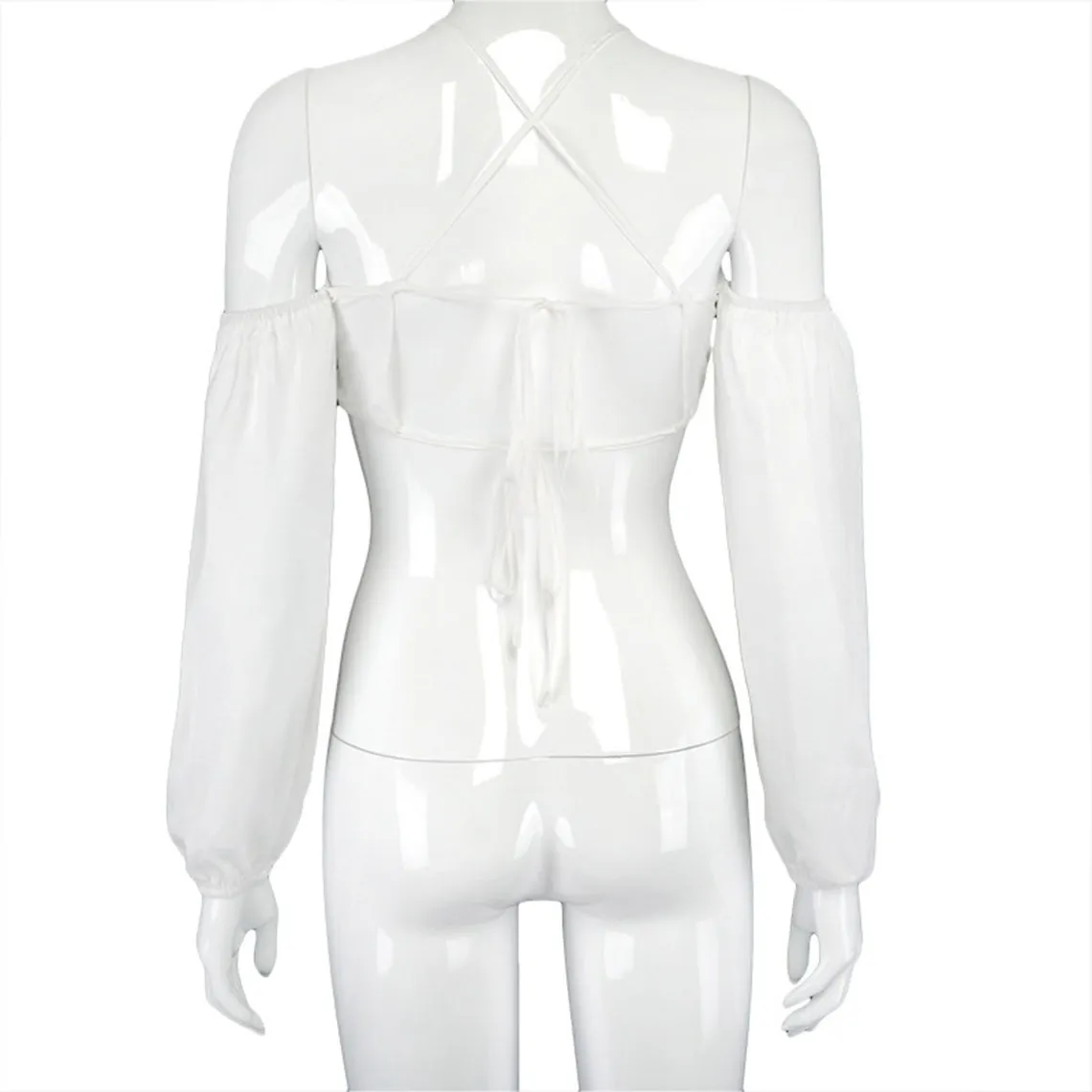 Hollow Out Off Shoulder Cut White Crop Top
