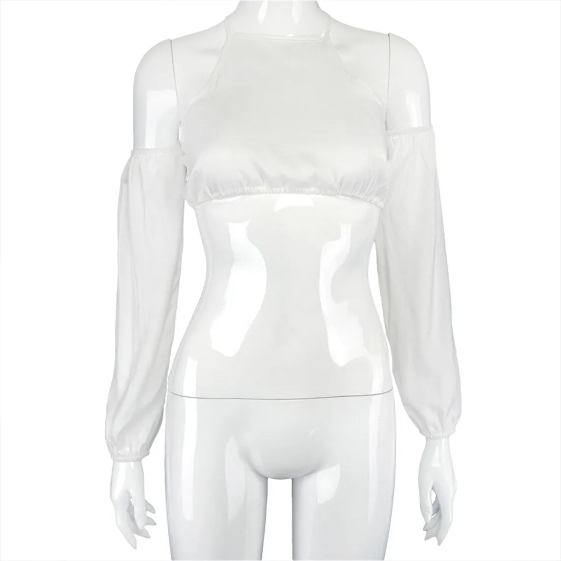 Hollow Out Off Shoulder Cut White Crop Top