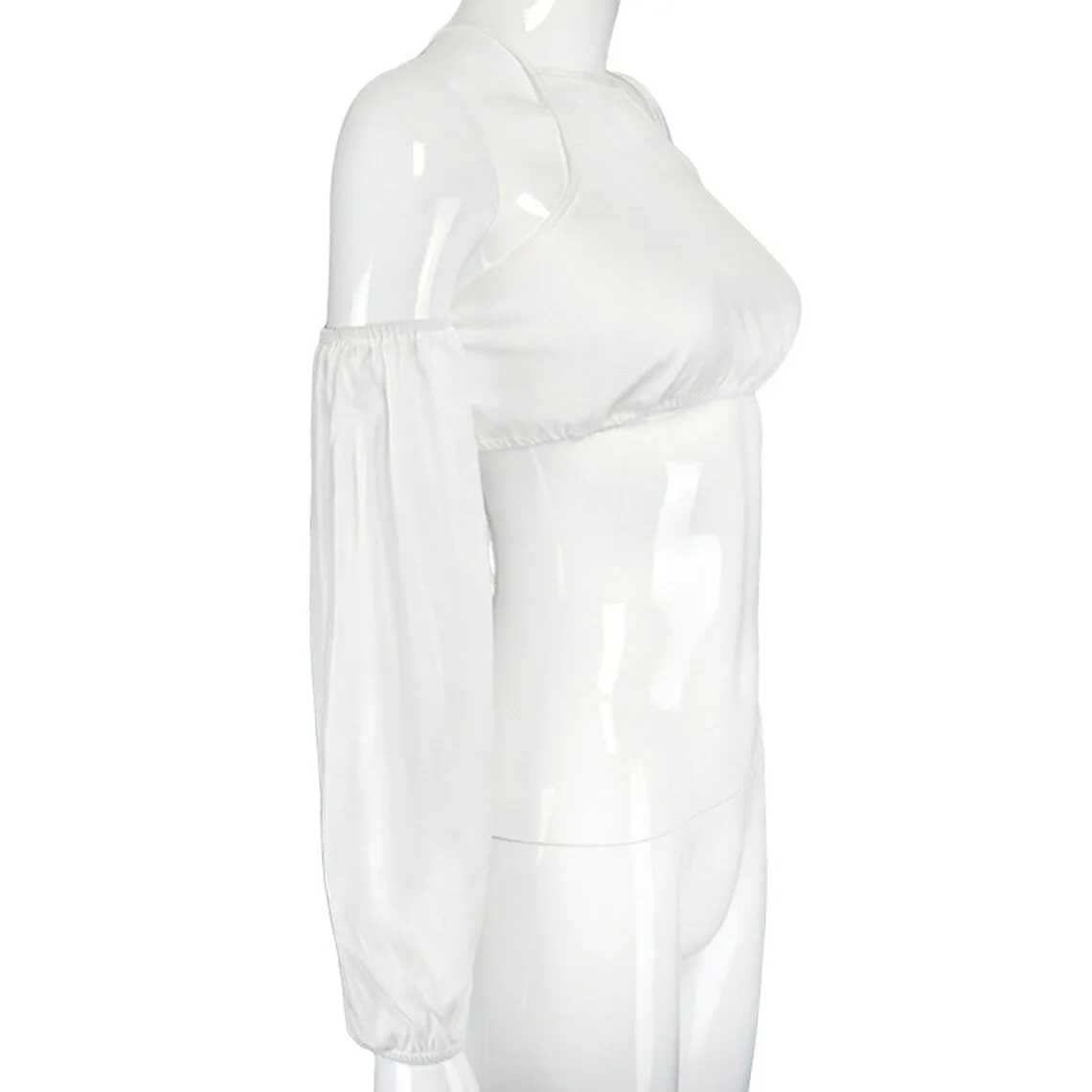 Hollow Out Off Shoulder Cut White Crop Top