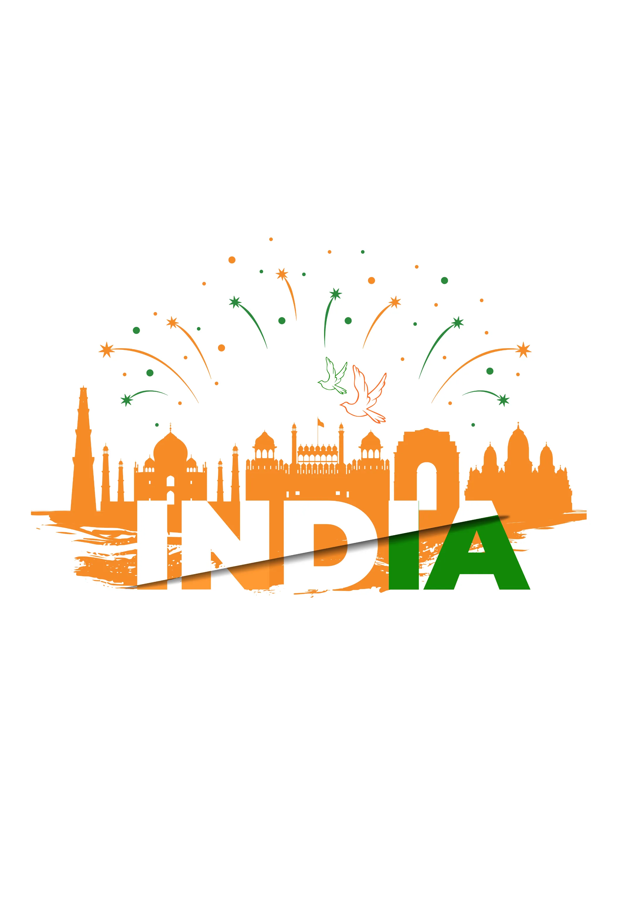 India Monument Tribute White Printed T-shirt for women