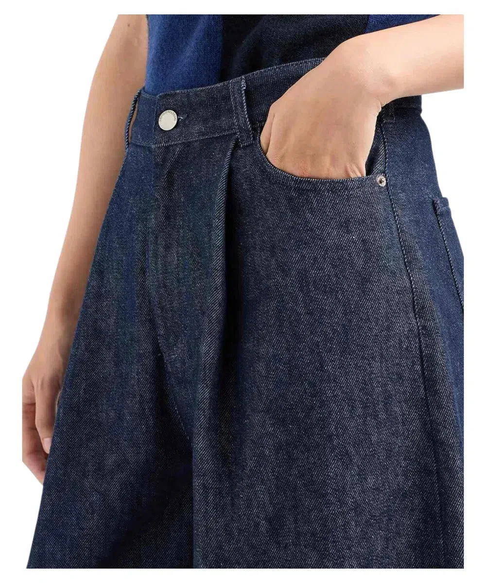 Jeans a vita alta con gamba ampia e pinces in denim rinse Icon