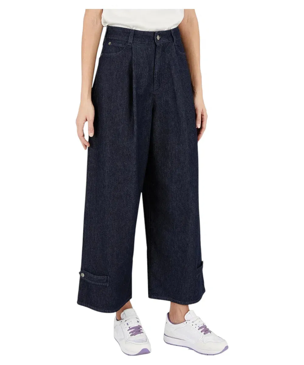 Jeans a vita alta con gamba ampia e pinces in denim rinse Icon