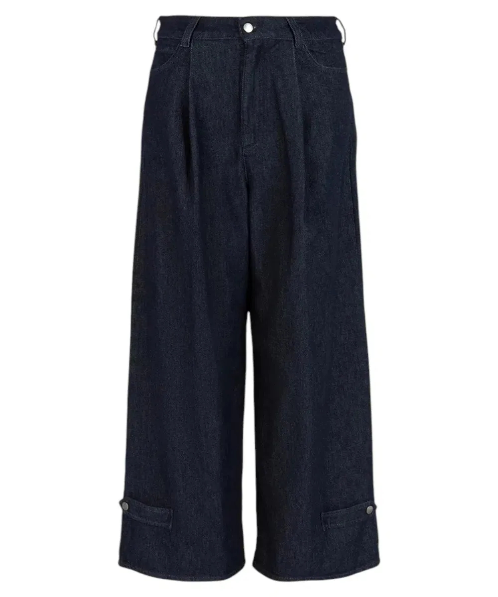 Jeans a vita alta con gamba ampia e pinces in denim rinse Icon