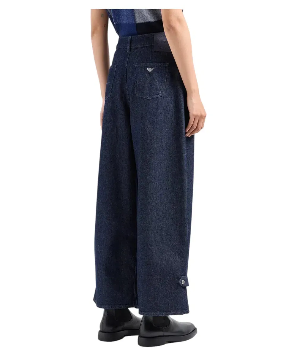 Jeans a vita alta con gamba ampia e pinces in denim rinse Icon