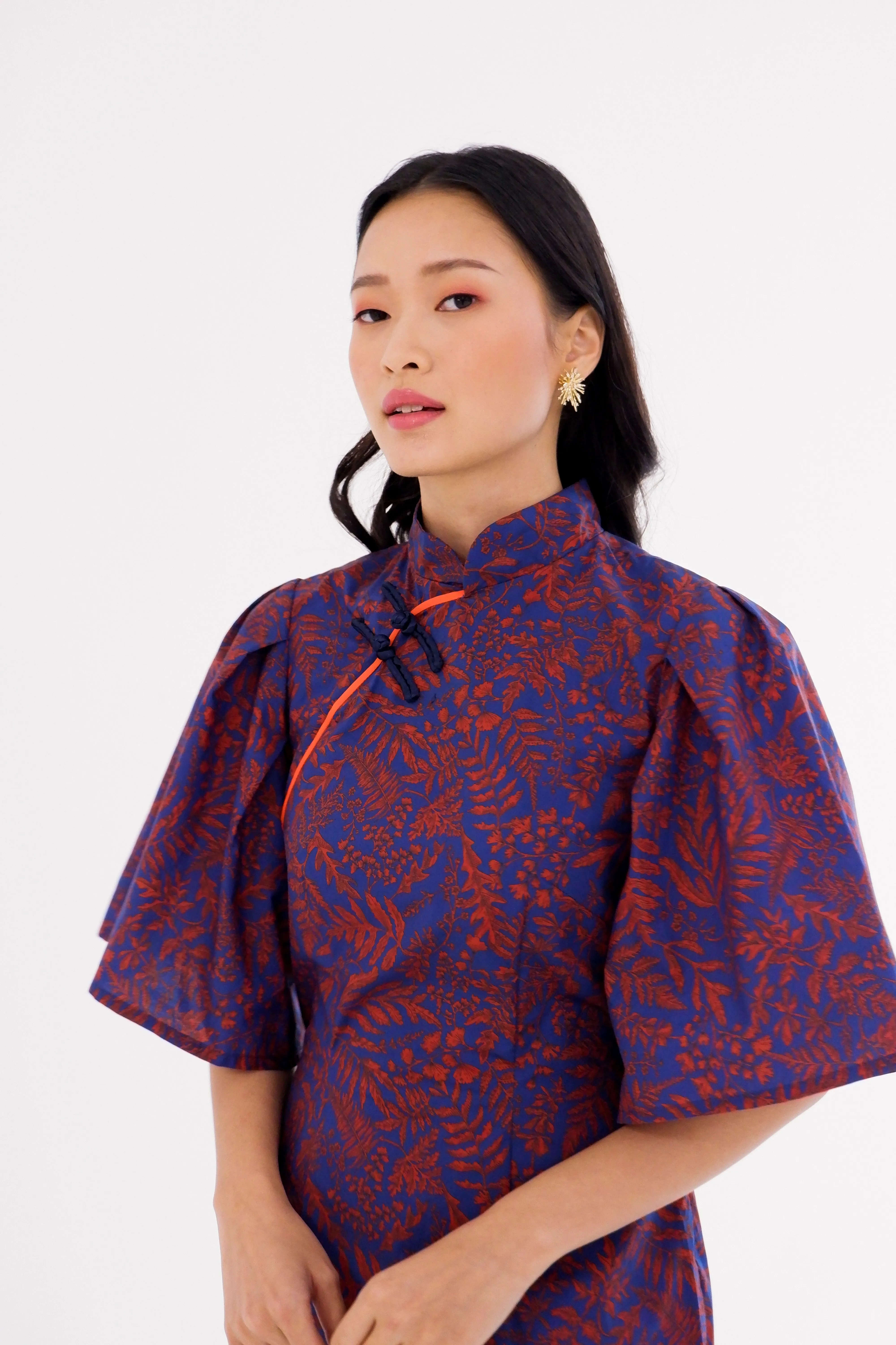 Liberty Cheongsam - Navy Tangerine