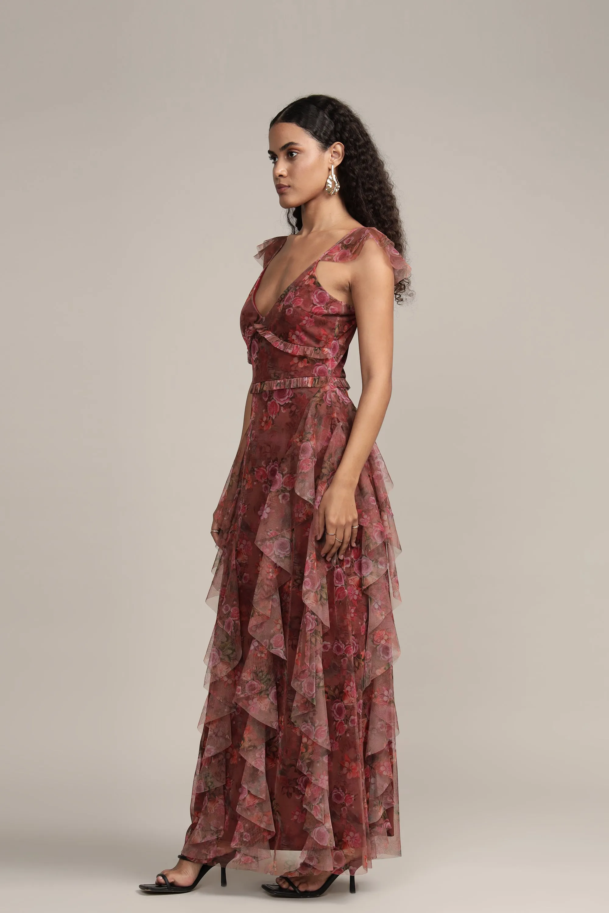 Malin Maxi Dress in Purple Floral
