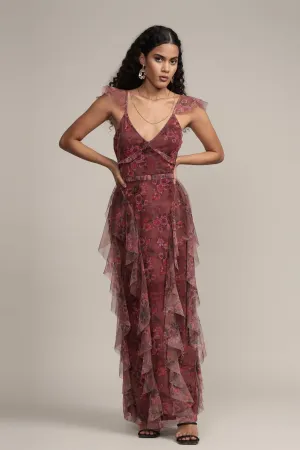 Malin Maxi Dress in Purple Floral