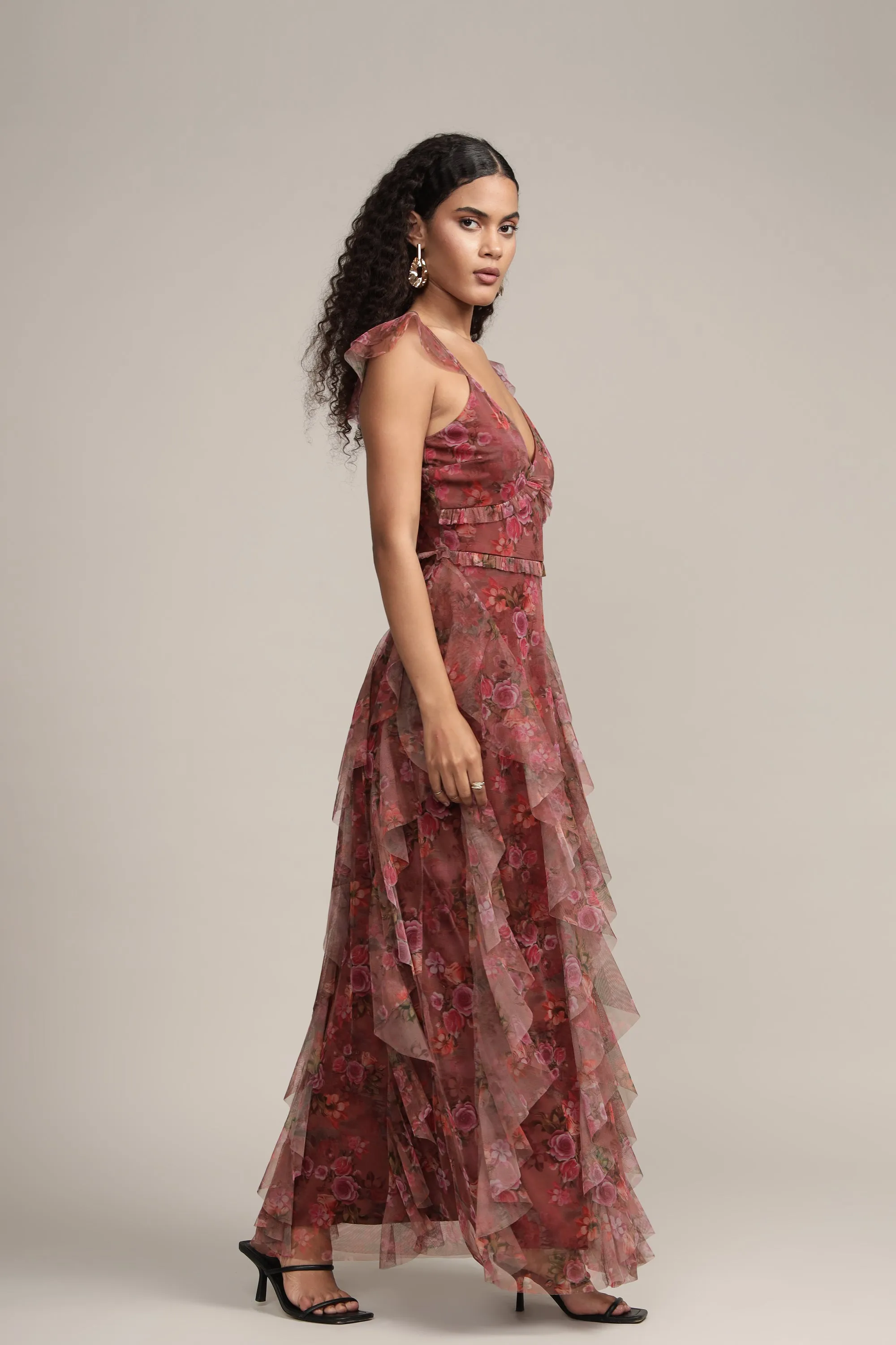 Malin Maxi Dress in Purple Floral