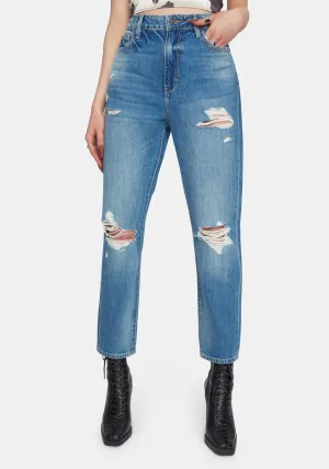 Medium Wash Straight Leg Crop Jeans