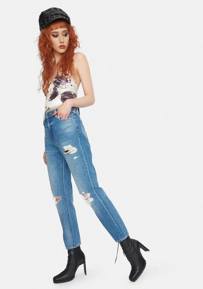 Medium Wash Straight Leg Crop Jeans
