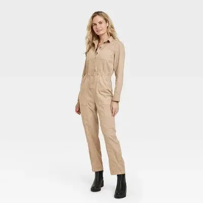 New - Universal Thread Women's Long Sleeve Button Down Coveralls Jumpsuits