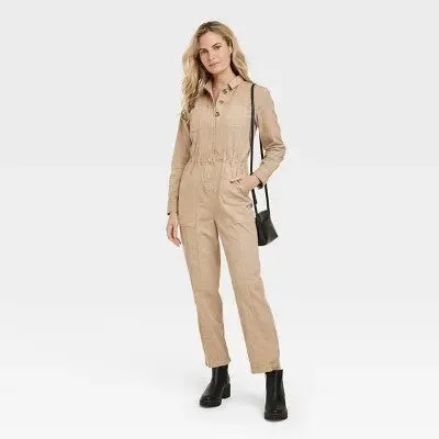 New - Universal Thread Women's Long Sleeve Button Down Coveralls Jumpsuits