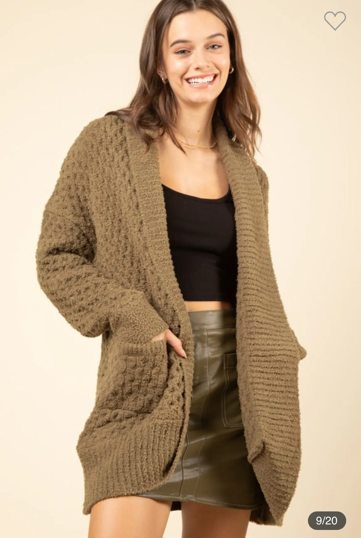 Olive Knit Sweater Cardigan